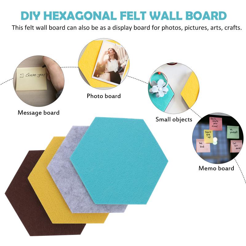 1 шт., пробковая доска для объявлений, фетровая наклейка на стену, декор для заметок, шестигранная булавка для домашнего уведомления, 14X12 см, тканевая самоклеящаяся детская