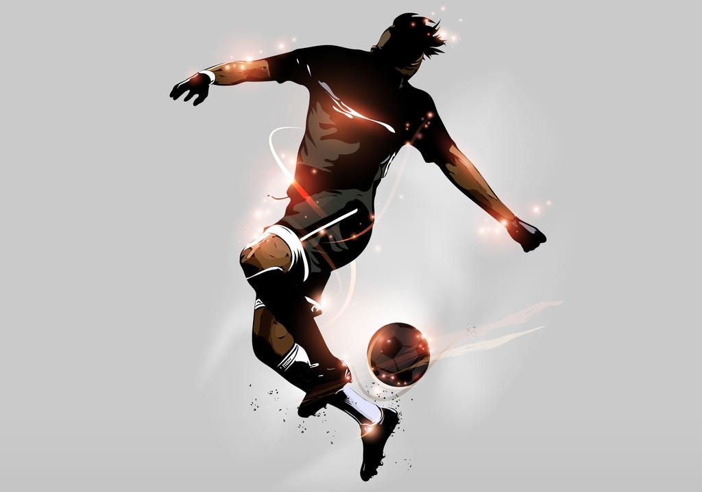 Photomural Abstract Soccer Player In Flight Washable Fleece 312x219