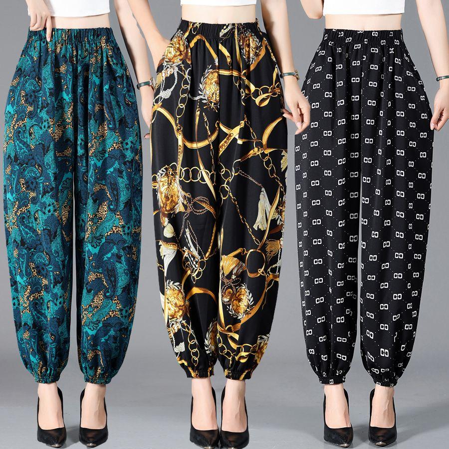 Летние брюки для пожилых и средних лет, тонкие быстросохнущие брюки-фонарики для мам, летние брюки для женщин