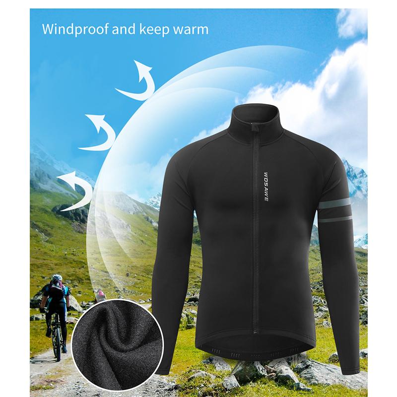 Комплекты для велоспорта Мужская термофлисовая куртка WOSAWE с гелевой подкладкой и брюки-комбинезон