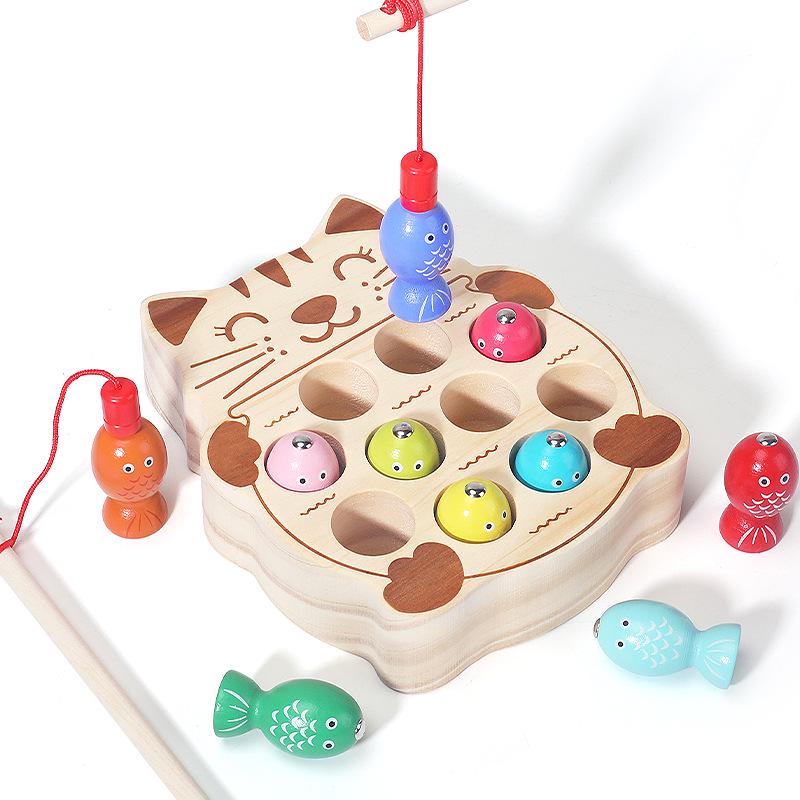 CPC Kids Магнитная игра «Рыбалка с котятами» – деревянная развивающая игрушка для тренировки концентрации