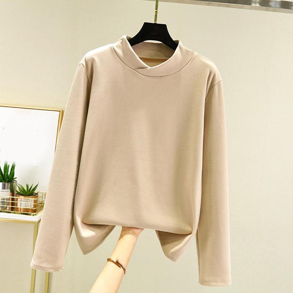 Женское свободное удобное повседневное модное и теплое нижнее белье с бесшовным перекрестным воротником и толстым вельветовым топом большого размера