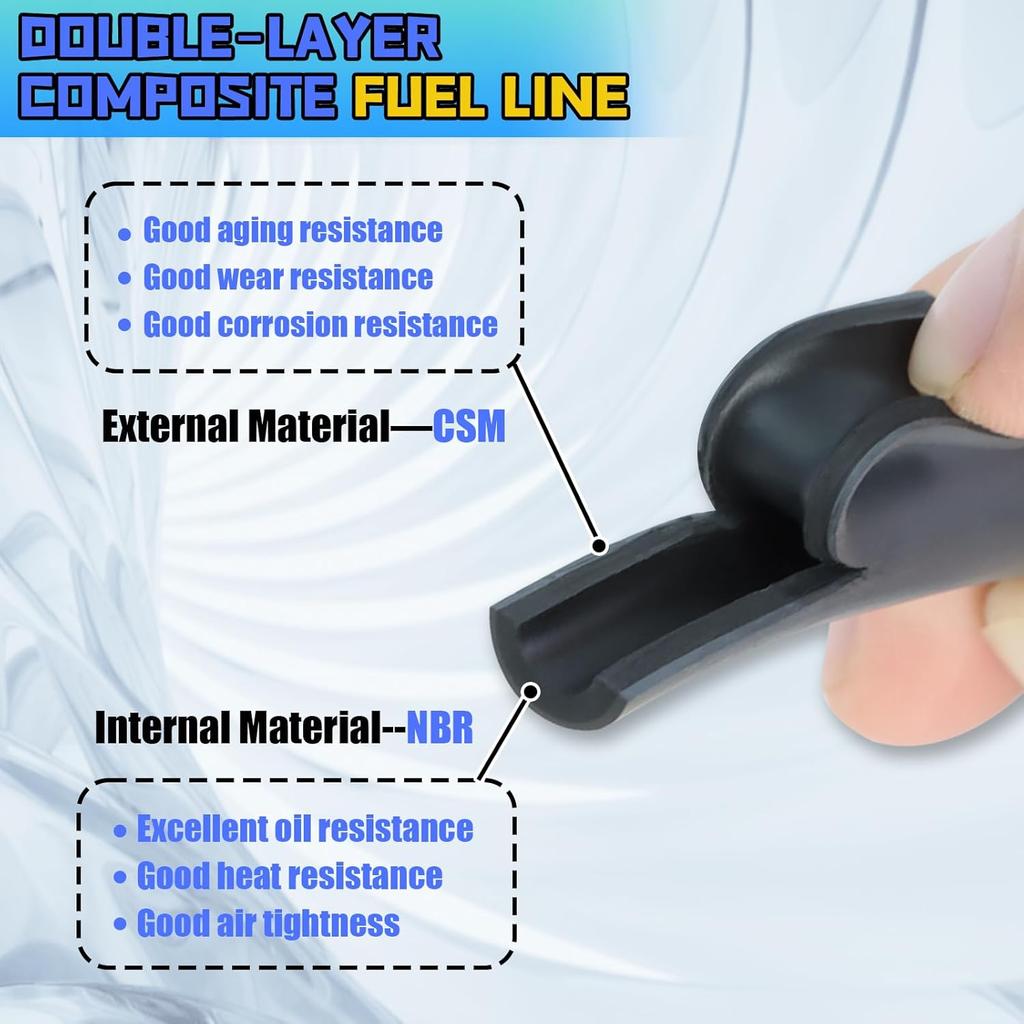 10 Feet 1/4 Inch ID Fuel Line Hose Compatible with Briggs & Stratton Kohler Kawasaki Small Gas Diesel Engines Mowers and Generators Rubber Fuel Hose