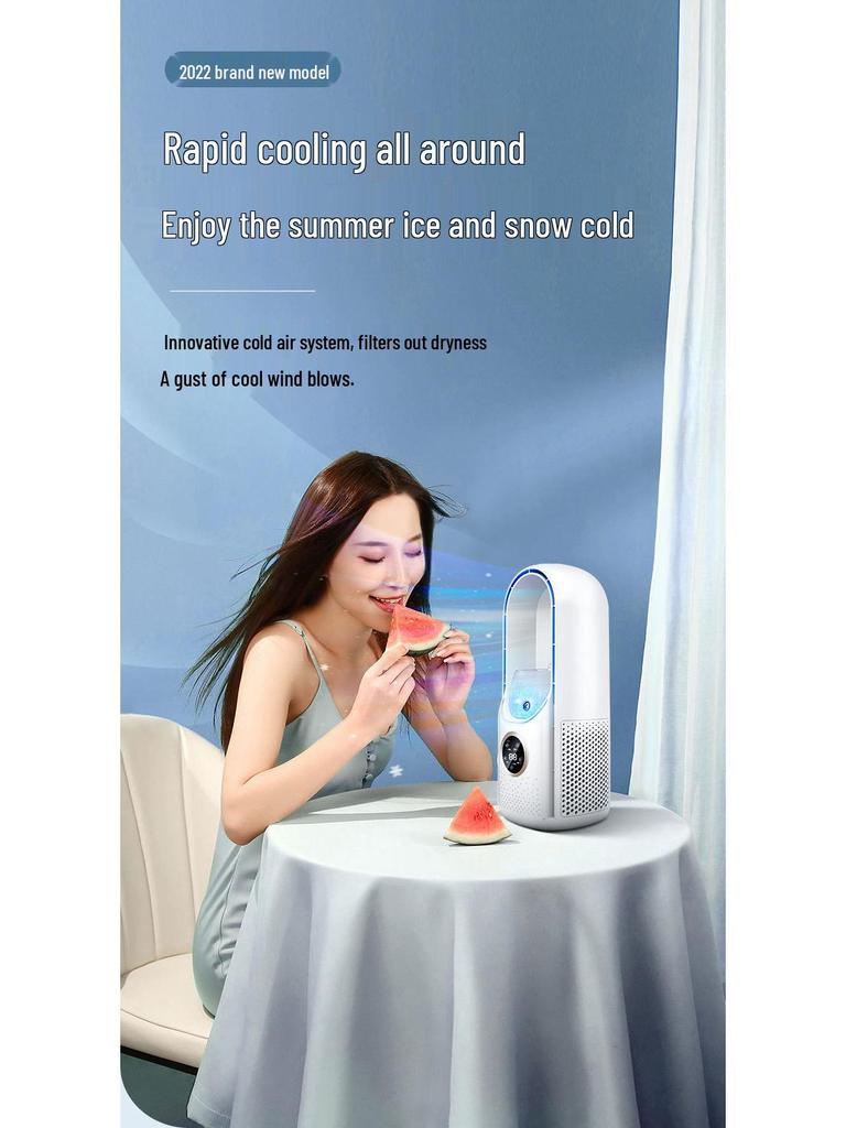 Smart Bladeless Desktop Fan - Silent, Misting, and Portable with Large Air Volume