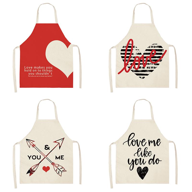 New Printed Women's Kitchen Apron Anti-stain and Oil-proof Linen Apron Dress Men's Chef Cooking Apron Cleaning Children's Apron