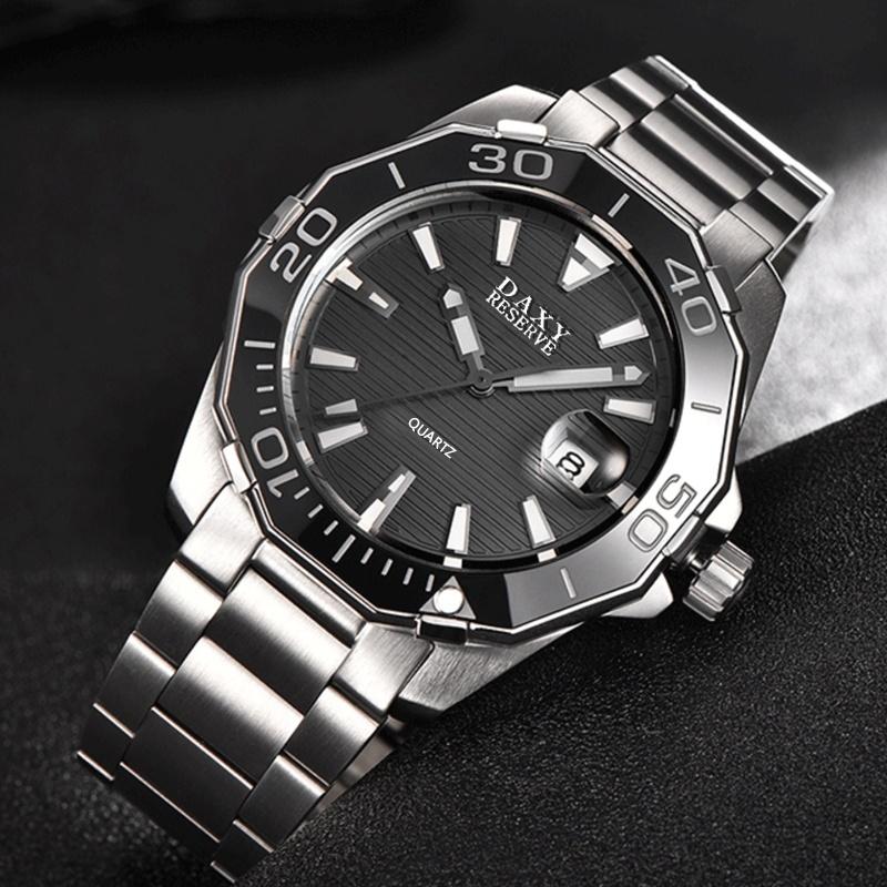 Luxury Fashion Quartz Watch Men Week Date Clock Stainless Steel Sport Watch Men Quartz Wristwatch Christmas Gift for Men