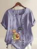 Women's Fashion Human Shaped Money Bag Print Shot Sleeve T-shirt Loose Cotton Shirt Casual Loose Summer Blouse Tops Plus Size