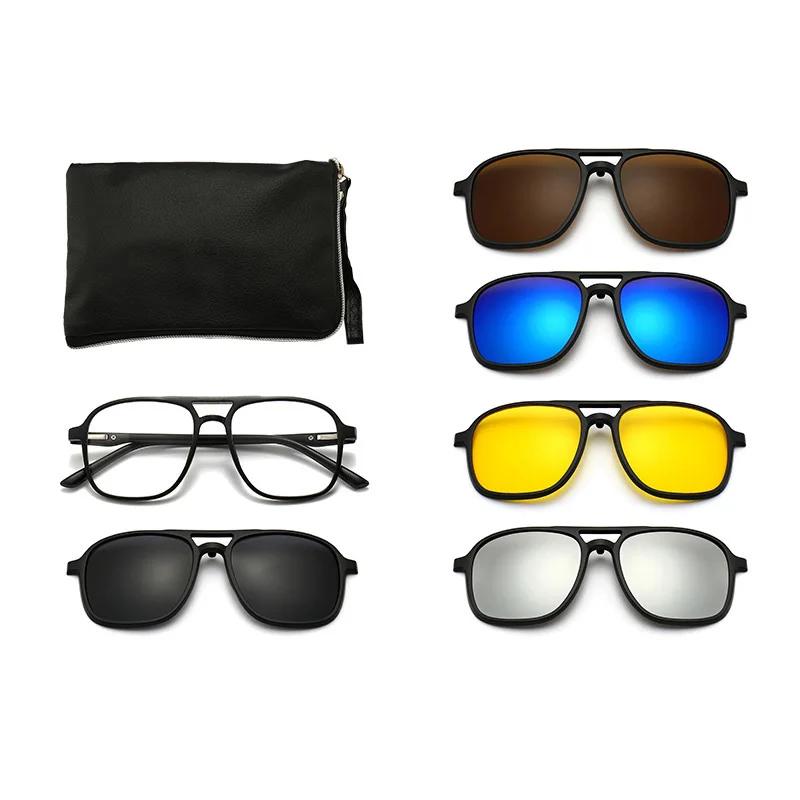 New Mirror Magnetic Attraction Polarized Sunglasses 6 Iin 1 Clip Cycling Glasses Dazzling Polaroid Men Sunglasses Women