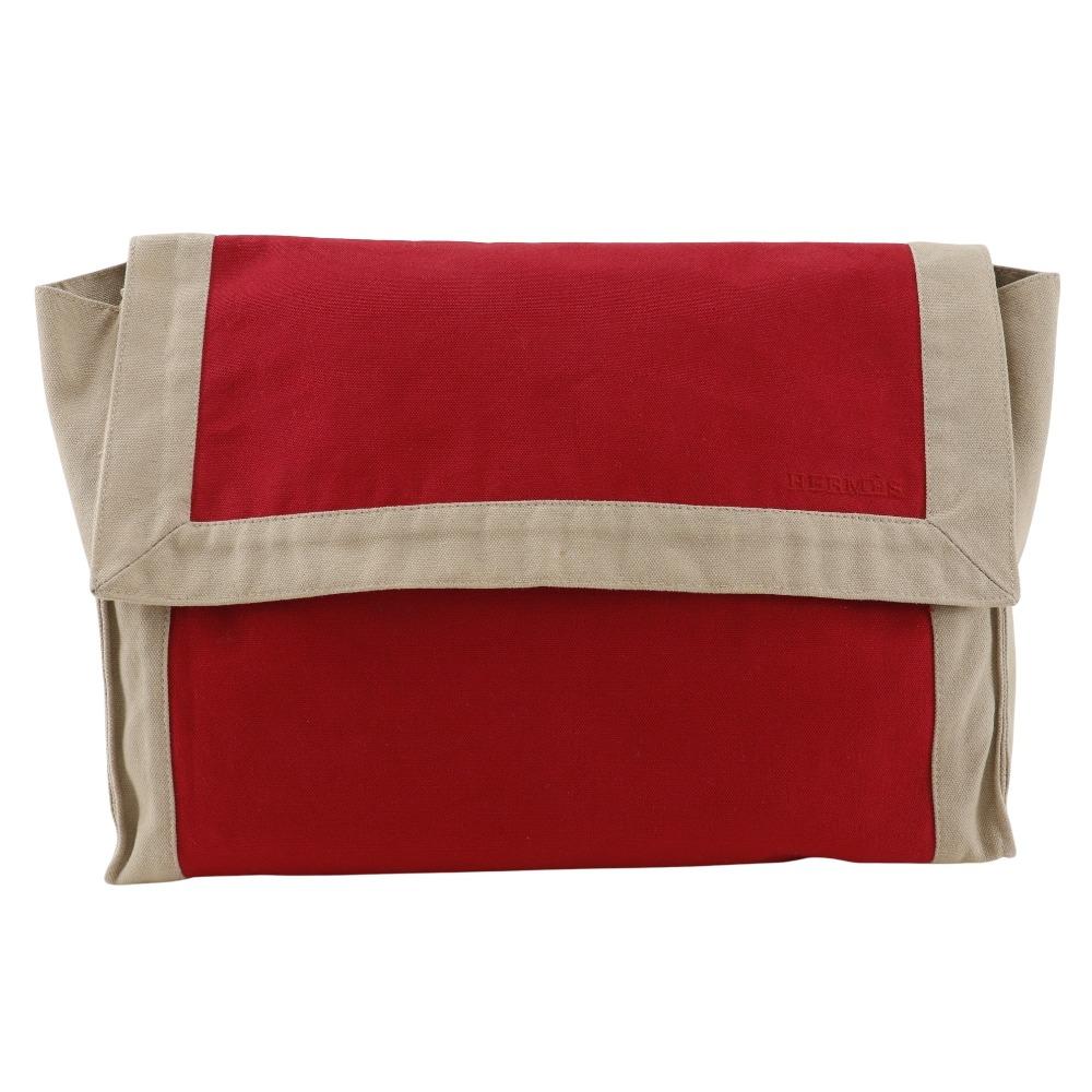 HERMES Tapidocel Clutch bag In-bag Red cotton unisex Used