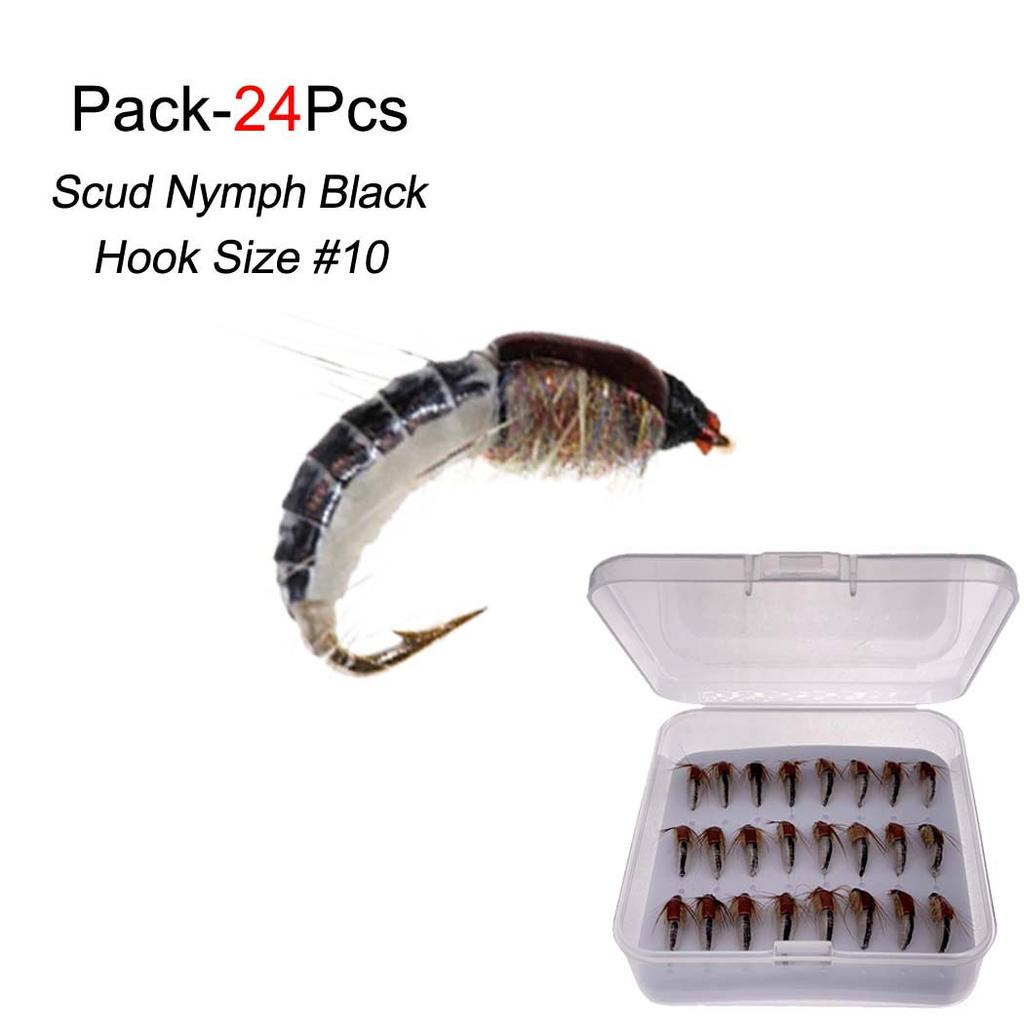 3/6/12/24 шт. черная приманка Scud Nymph для ловли форели, искусственная приманка для насекомых