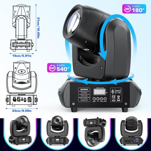 100W LED Moving Head Light, Rotating DJ Light, 18-Face Prism Stage Light, High Brightness Stage Lighting with DMX512 & 12CH Sound Activated Mode, 7 GO