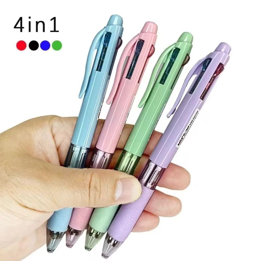 6pcs 0.7mm Refill Multicolor Retractable Pen Rubber Grip Press Roller Ball Pen Office