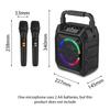 Wireless Musical Instrument Speakers Set Electronic Musical Instrument Accessories with 2 Microphone LED Color Light for Party