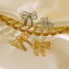 Double Layered Bow Metal Earrings High-end Fashion Versatile Earrings