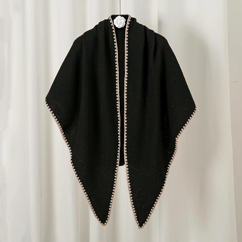 Однотонная шаль-пашмина, треугольный шарф для женщин, осенне-зимний, согревающий, накидка, накидки, толстые кашемировые столы, шарфы, шарф