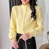 Women's 2024 French Stand-Up Collar Ruffled Long-Sleeve Shirt