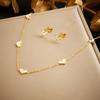 Minimalist Fashion Gold Shell Heart Accessories Chain Bracelet Earring Necklace Set