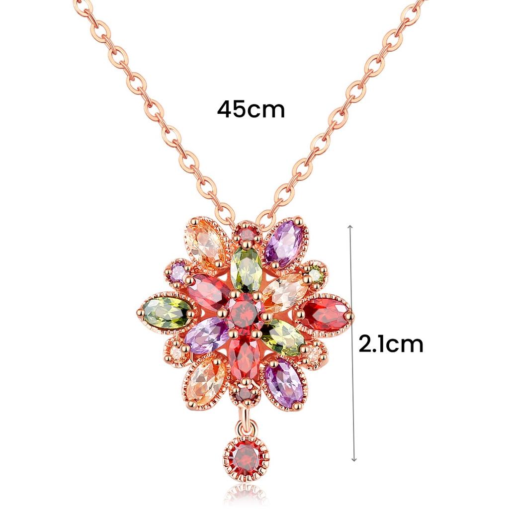 Женское блестящее разноцветное ожерелье с подвеской из циркона, разноцветные цветы, розовое золото, ювелирные изделия, аксессуары