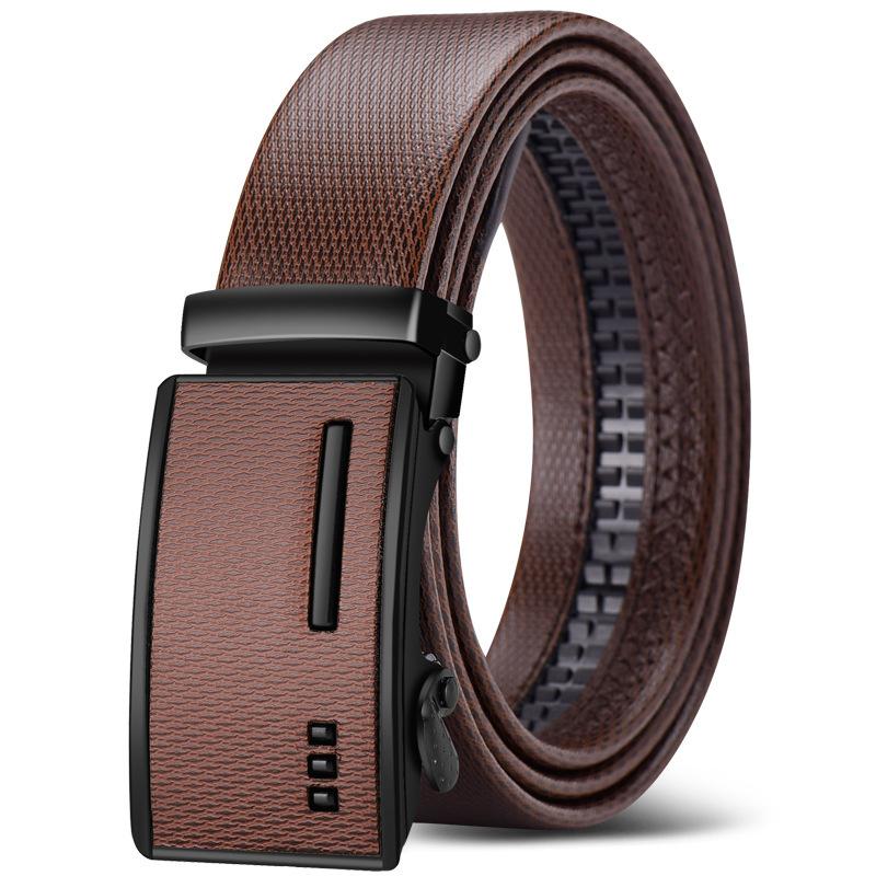 Auto Locking Dress Belt for Men Premium Leather Slim Business Casual Belt Adjustable 30-42 Inch Waist Minimalist Design
