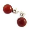 [M6720] - Red Agate 'Mineralia' Silver Earrings - 8 Mm
