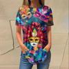 Летние футболки с круглым вырезом и 3D-принтом на тему Марди Гра, модные повседневные женские футболки с коротким рукавом