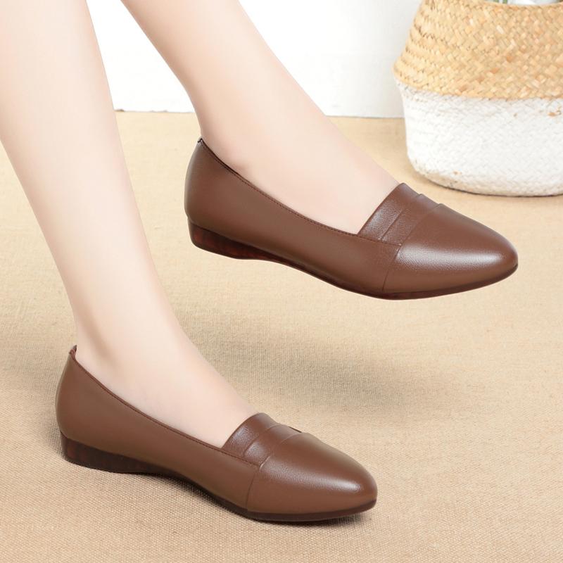 Женская обувь на плоской подошве, женская весенняя обувь из натуральной кожи, женская обувь без шнуровки большого размера для мам среднего возраста