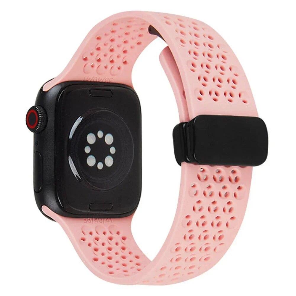 Magnetic Sports Silicone Strap for Apple Watch 49mm 45mm 44mm 41mm 40mm 42mm 38mm Rubber Band for IWatch Series 9 8 7 6 5 4 Se Ultra 2