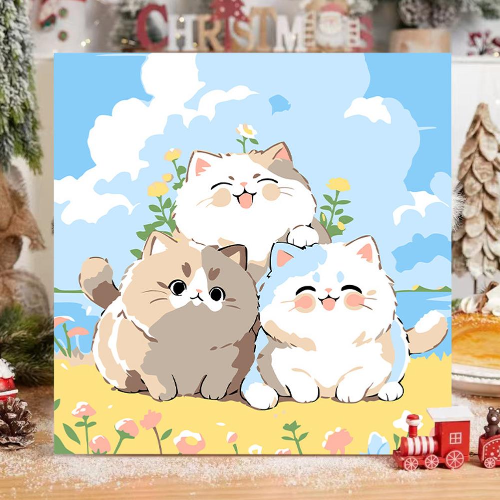 Простой набор для рисования по номерам «Кошка», Наборы для рисования по номерам на холсте для детей и начинающих, Наборы для цифровой масляной живописи для домашнего настенного декора