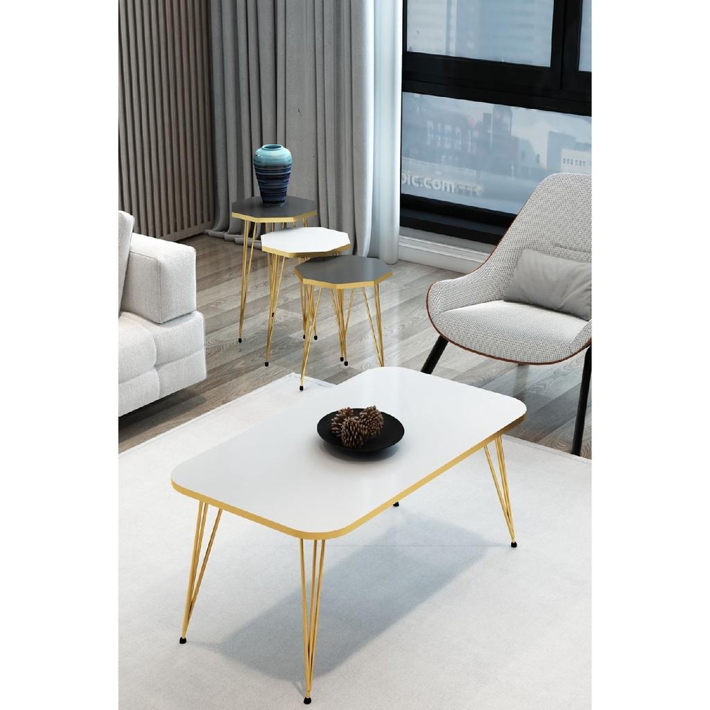 Набор журнальных столиков и журнальных столиков из 3 предметов, золотой восьмиугольный журнальный столик, набор журнальных столиков с проволочными ножками