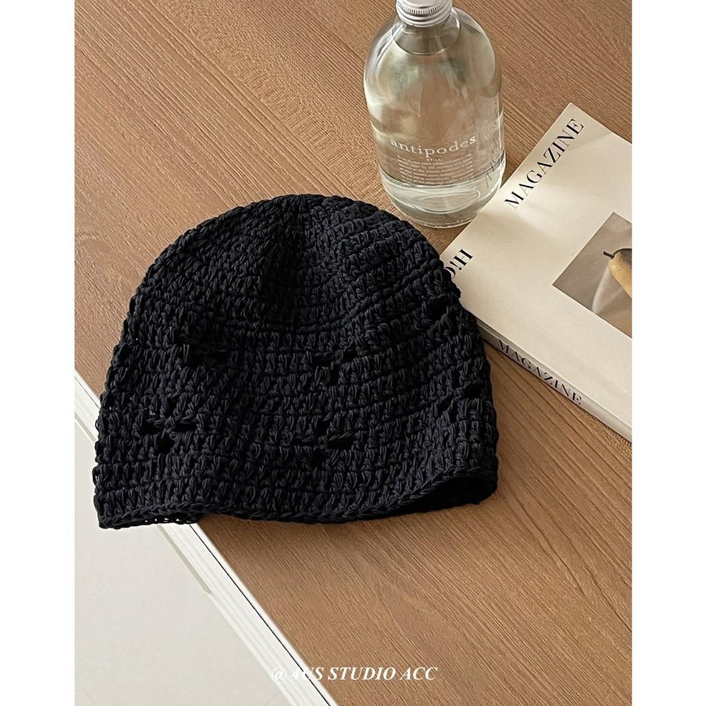 Early Autumn Korean Handmade Crochet Cotton Thread Hollow Baotou Hat Personalized Pullover Hat Knitted Wool Hat Men'S And Women'S Trend