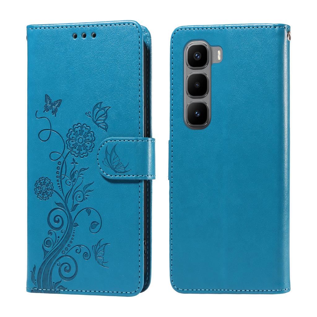 For Infinix Hot 60 Pro+ 4G Leather Case Butterfly Floral Imprint Wallet Stand Cover