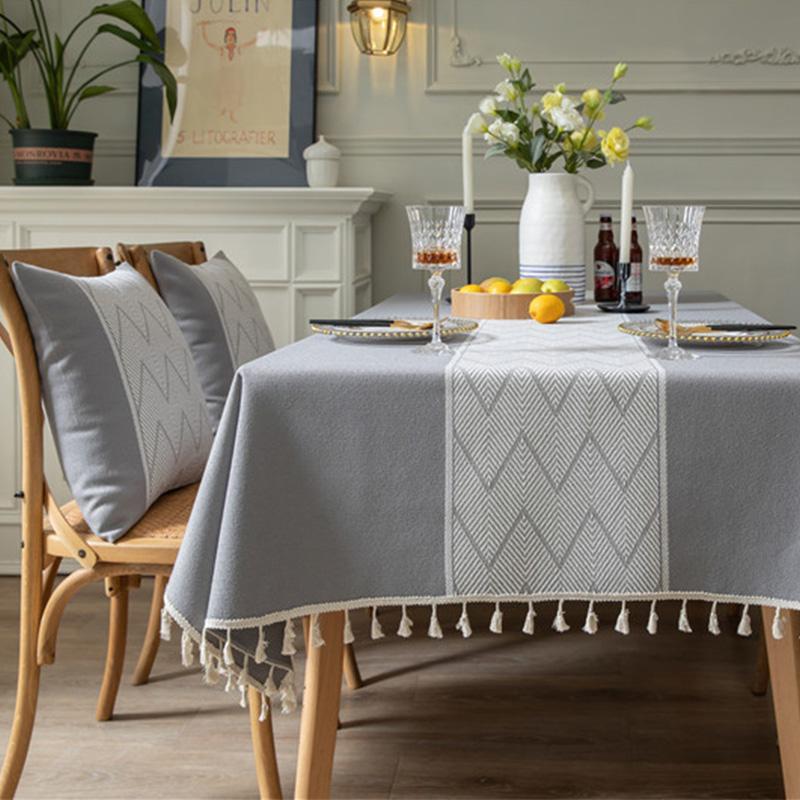 Жаккардовая крышка стола с кисточками и волнами для обеденной вечеринки, рождественская скатерть