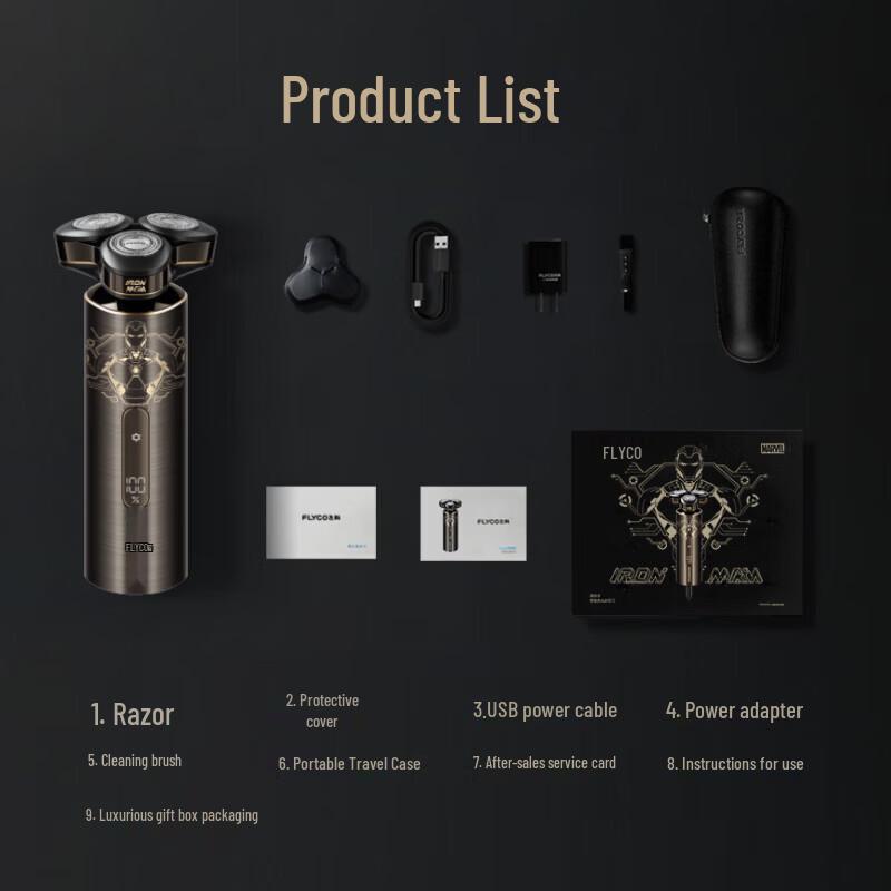 FLYCO FS989 Iron Man Co-branded Electric Shaver CN plug (adapter included)