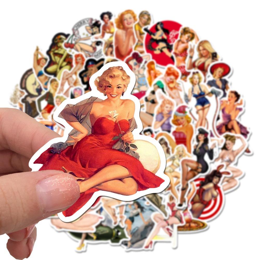 50 шт./компл. ретро Junk Journal Beauty Series 01 Pin-Up наклейки для девочек DIY модные смешанные водонепроницаемые наклейки-каракули