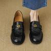 Super Soft Lambskin Black Camellia Loafers 2025 Spring and Autumn New British Style One-pedal Platform Single Shoes Women