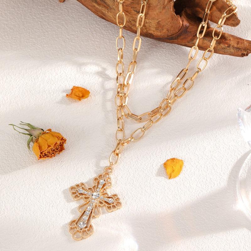 Жемчужная подвеска-крест, ретро-ожерелье, женское нишевое ожерелье-цепочка для свитера в стиле легкой роскоши