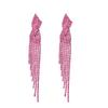 Temperament Luxury Super Flash Rhinestone Long Tassel Earrings Fashion Hundred Match Earrings Women's Earrings 1 Pair