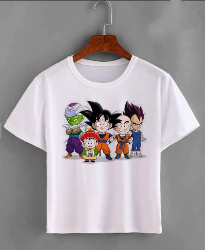 2026 Summer Dragon Ball Kid Goku Unisexs TShirt White Wu Symbol Graphic 100 Cotton Oversized Breathable Casual Short Sleeve Tee