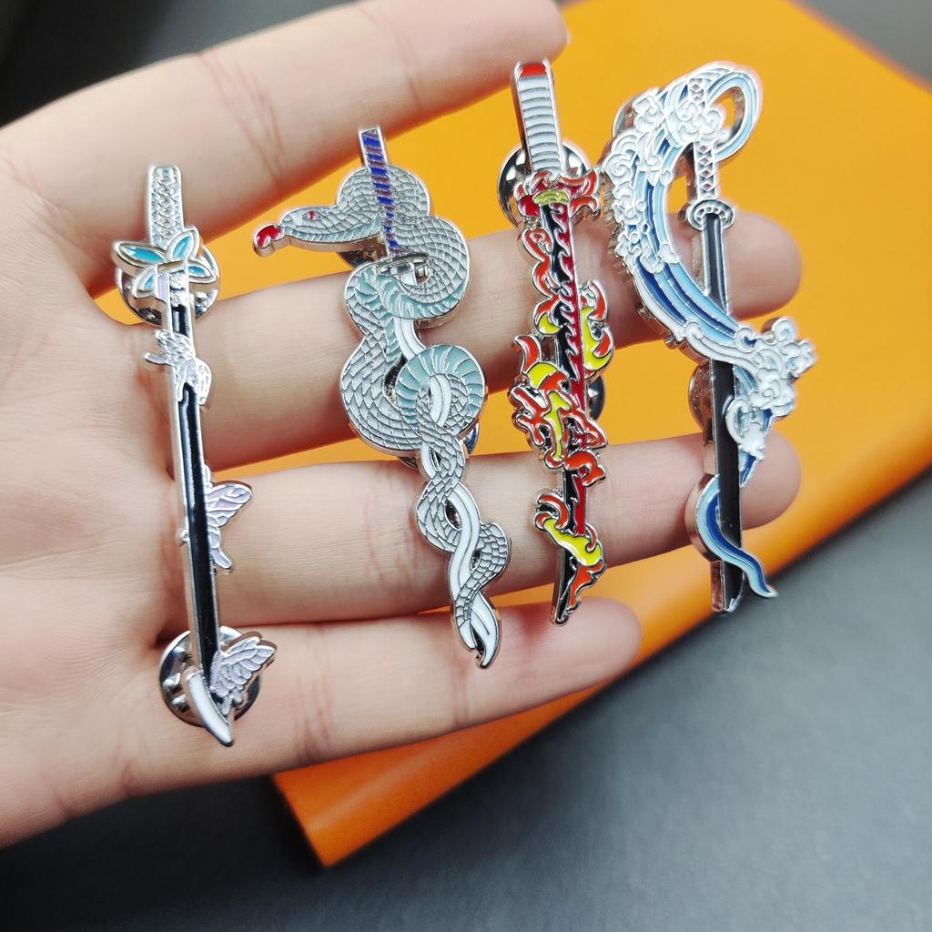 Anime Demon Slayer Pin Brooch Metal Enamel Fire Flame Butterfly Icon Blade Sword Badge Backpack Shirt Hard Lapel Pin Accessories