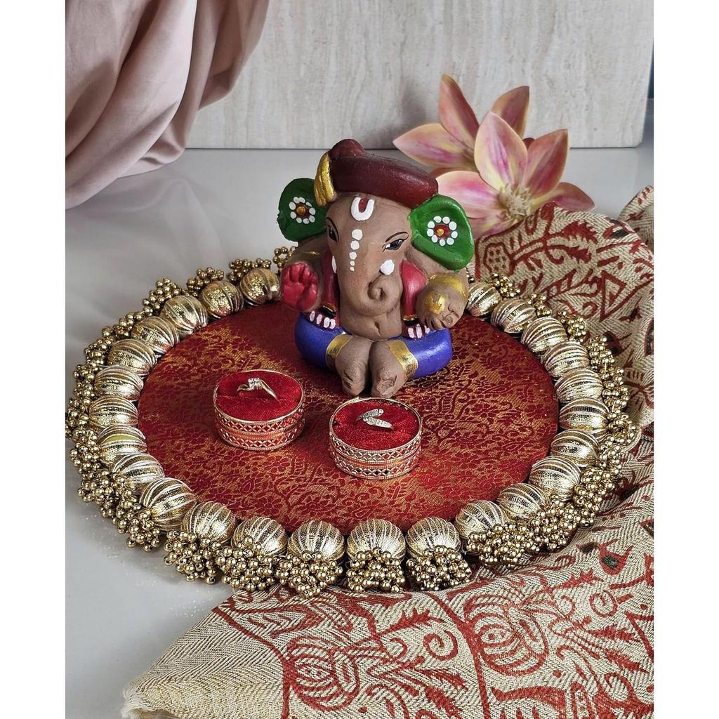SATYAM KRAFT 1 шт. Ручная работа Тарелка-подставка Jhumki (10 дюймов) с Готта Патти и Золотыми Моти