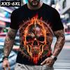 XXS-6XL Plus Size T-shirt for Men's Horror Skull Printed Streetwear Casual O-neck Short Sleeve Tops Tee Summer Oversized T-shirt