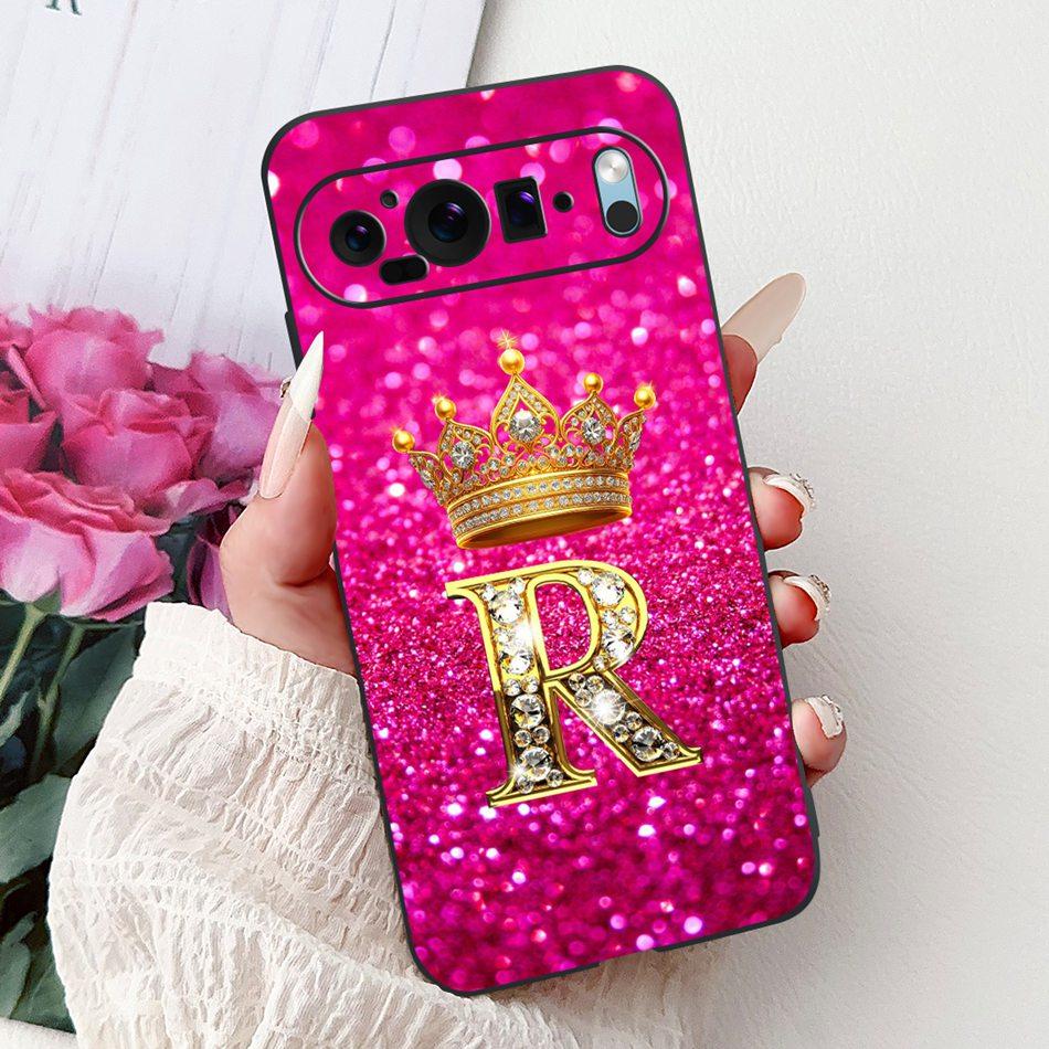 Для Google Pixel 9 Pro 9a Pixel9 Модный Новый Чехол для Телефона с Буквой-Короной Для Google Pixel 9 Pixel9a 9Pro Черные Силиконовые Мягкие Чехлы