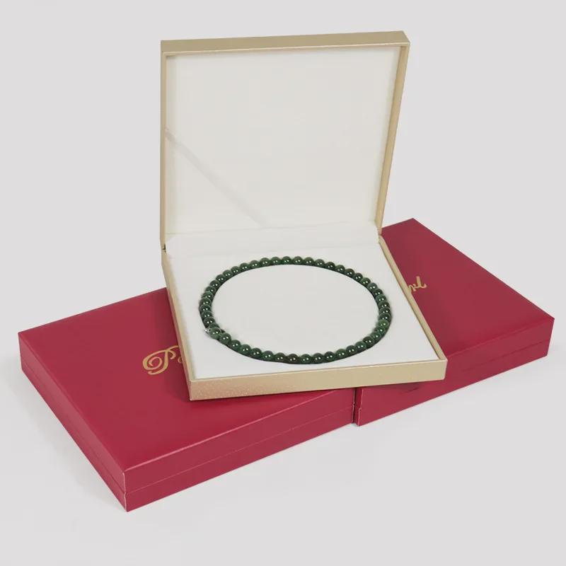 PU Leather Pearl Necklace Gift Box, Right Angle Jewelry Packaging, Goddess Mother's Day Jewelry Set Box.