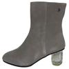 DK X Tiana Crystal Heel Versatile Zipper Ankle Boots 4Cm Women Ankle Boots Gray DK334-GREY