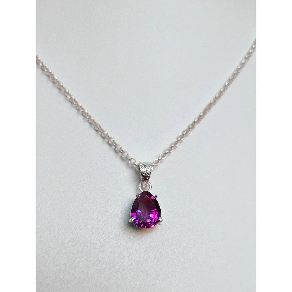 Natural Purple Sapphire 925 Sterling Silver 15 CtPear Gemstone Pendant