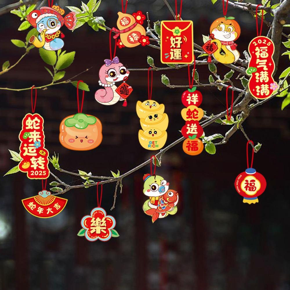 Zodiac Snake Snake Year Hanging Pendants Chinese Style Potted Plants Hanging Card  Spring Festival