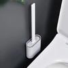 Flexible Silicone Toilet Brush With Holder Leakproof Soft Toilet Bowl Cleaner Brush Bathroom Wall Mounted Cleaning WC Tool