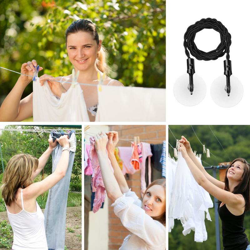 Кемпинговая бельевая веревка, бельевые веревки с прочными присосками, складной противоскользящий крючок, ветрозащитная, сверхпрочная проволока для ванной комнаты