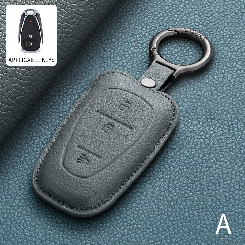 Leather Car Smart Remote Key Case Cover For Chevrolet 2017-2022 Chevy Malibu Camaro Cruze Traverse Spark Sonic Volt Bolt Equinox