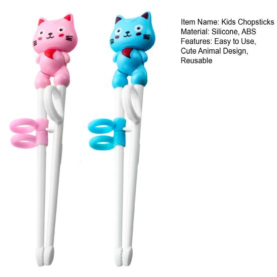 2 пары детских палочек для еды, простые в использовании многоразовые обучающие палочки для еды в форме милых животных, обучающие палочки для детей